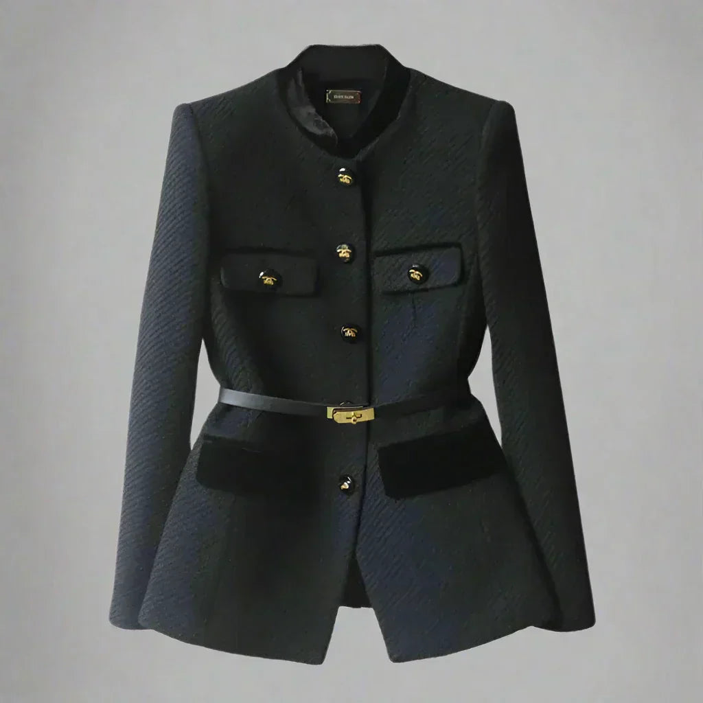 Double-Button Wool Coat for Women