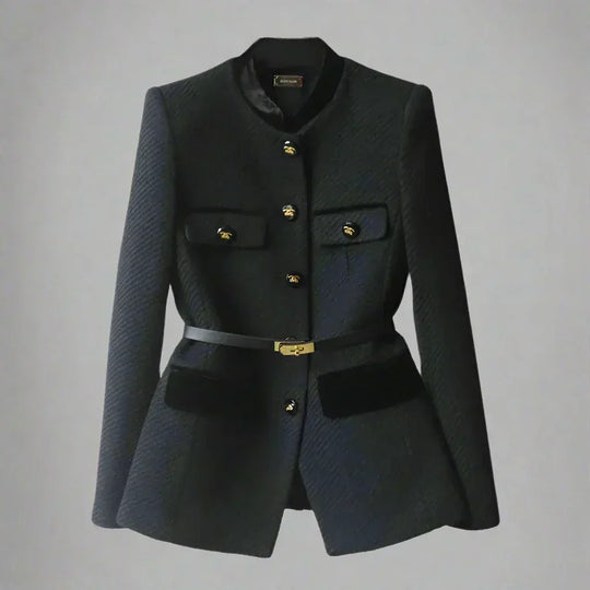 Double-Button Wool Coat for Women