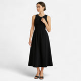 Elastic Waist Midi Dress for Women