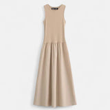 Elastic Waist Midi Dress for Women