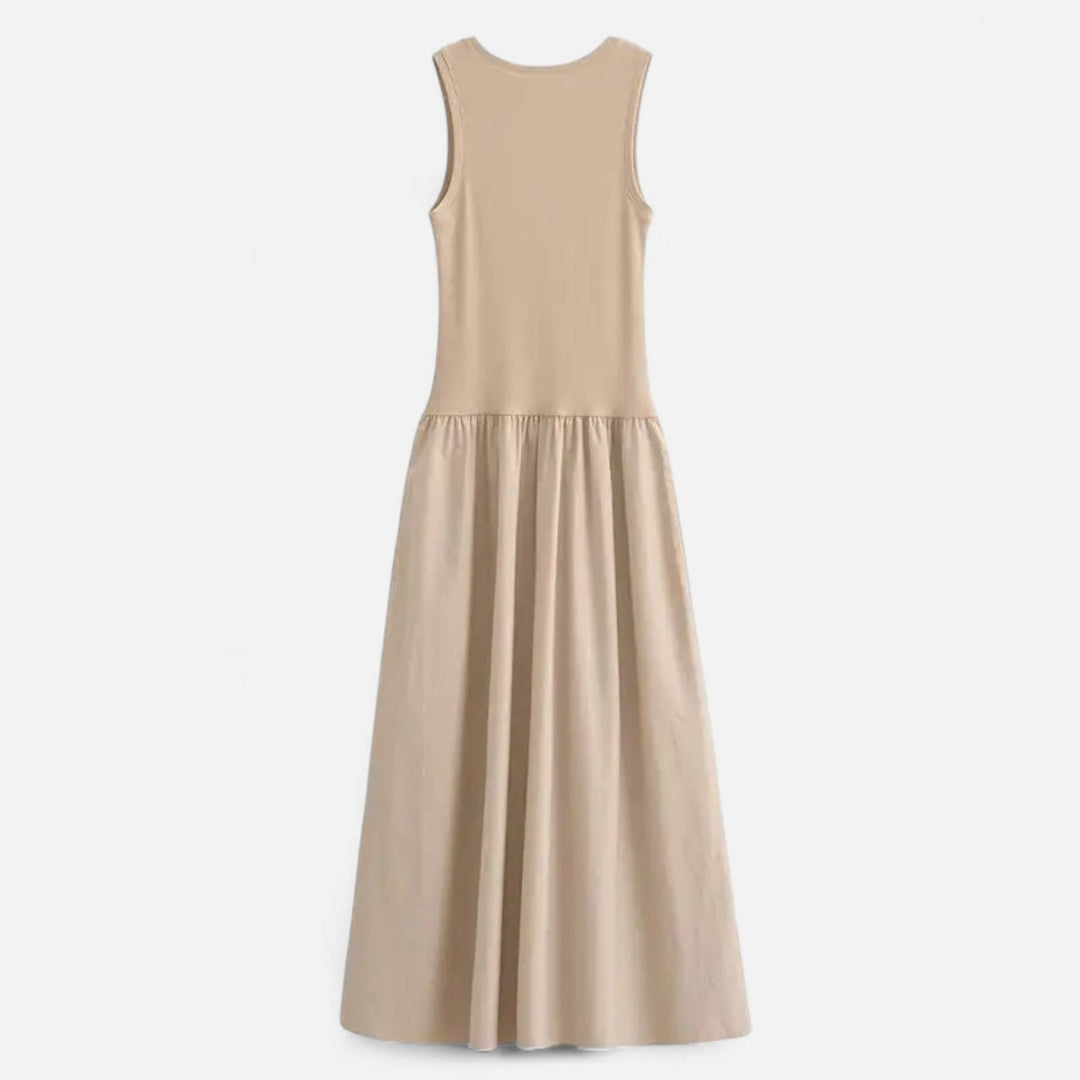 Elastic Waist Midi Dress for Women