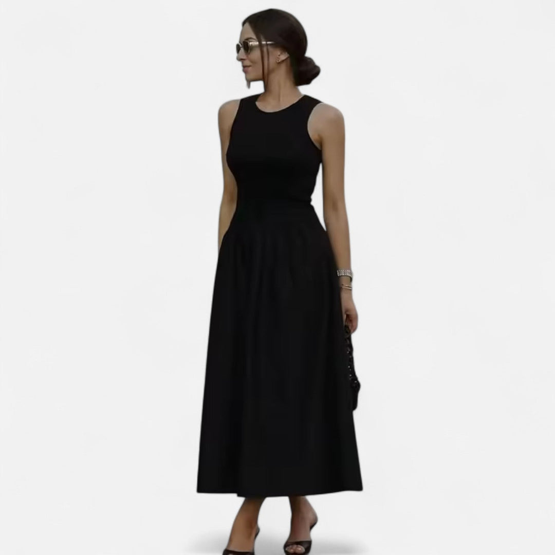 Elastic Waist Midi Dress for Women