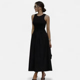 Elastic Waist Midi Dress for Women