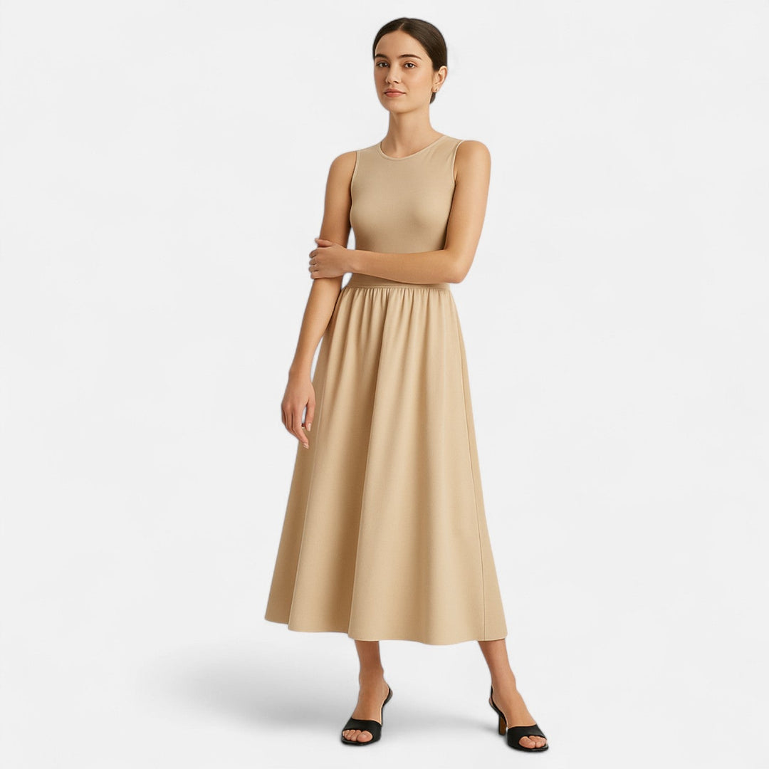 Elastic Waist Midi Dress for Women
