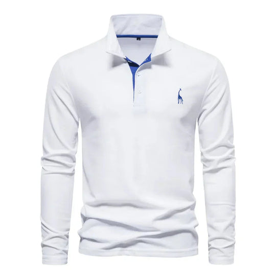 Embroidered Long-Sleeved Polo Shirt for Men