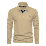Embroidered Long-Sleeved Polo Shirt for Men