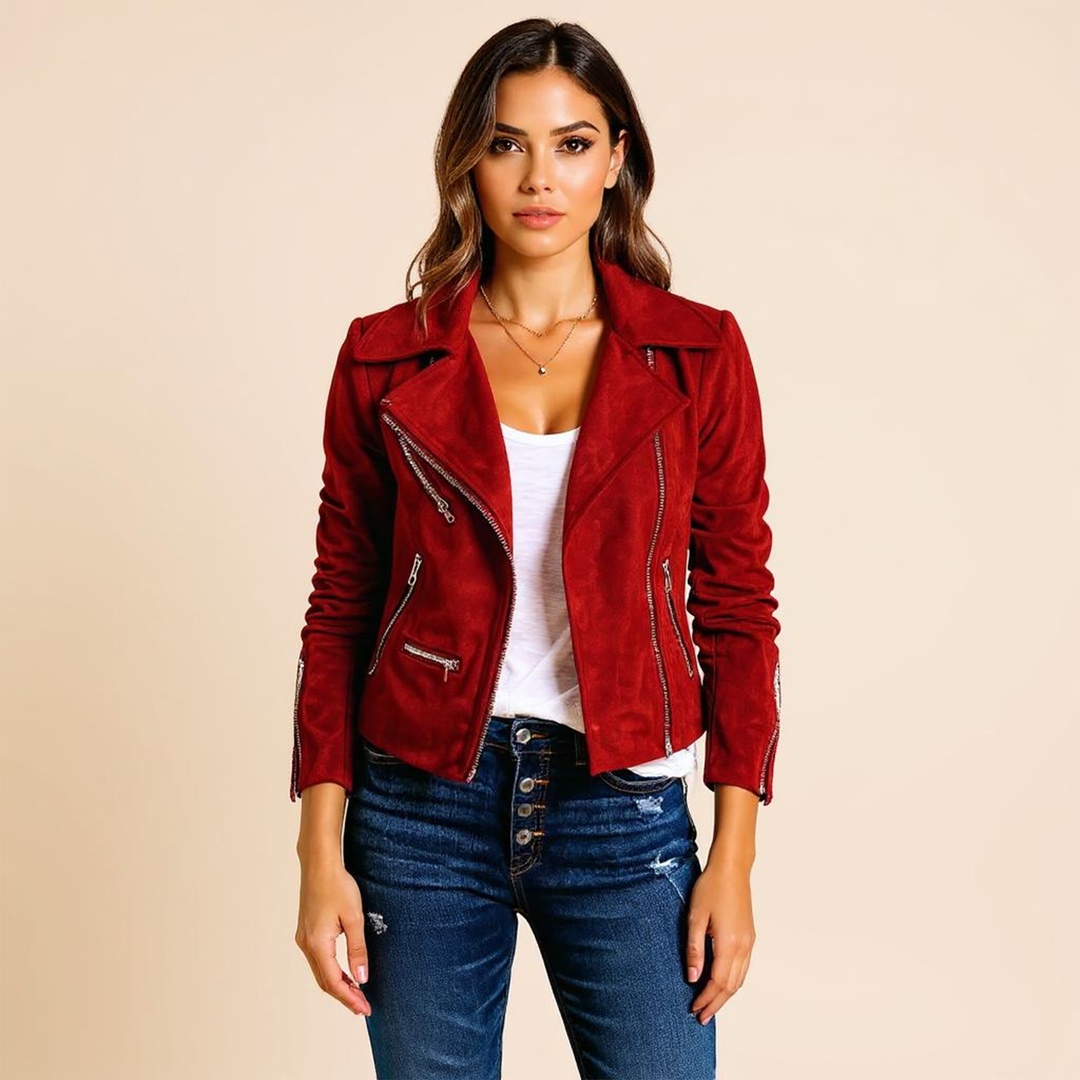 Women's Front-Zip Jacket with Stretch Sleeve Trim