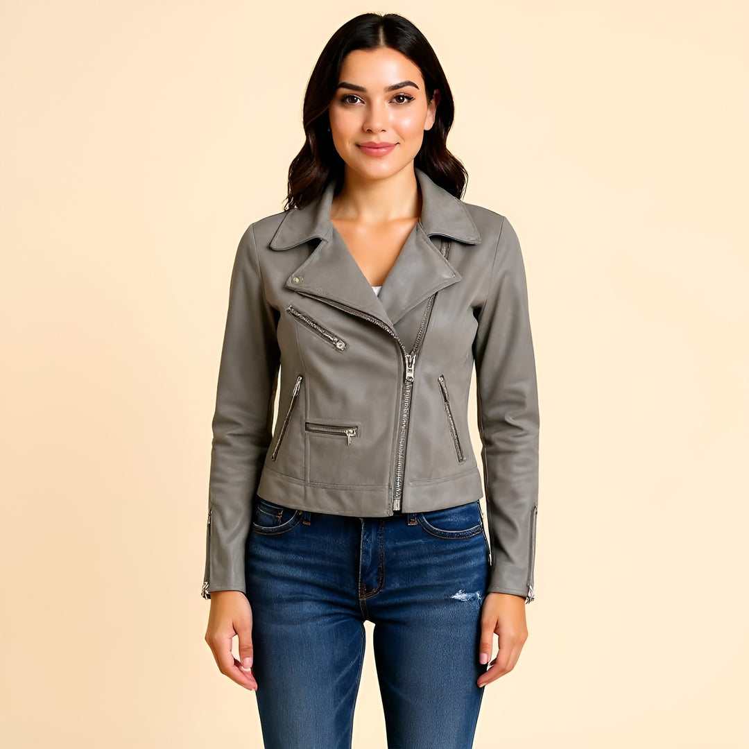 Women's Front-Zip Jacket with Stretch Sleeve Trim