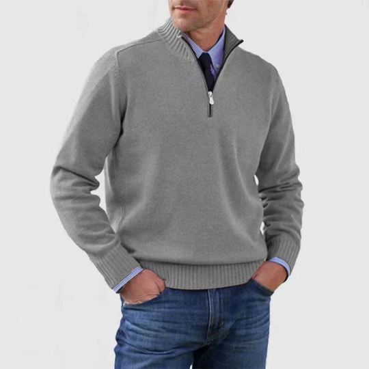 Half-Zip Sweater with Zipper Detail for Men