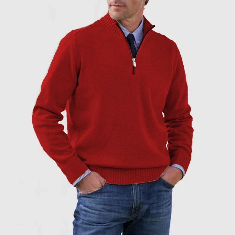 Half-Zip Sweater with Zipper Detail for Men