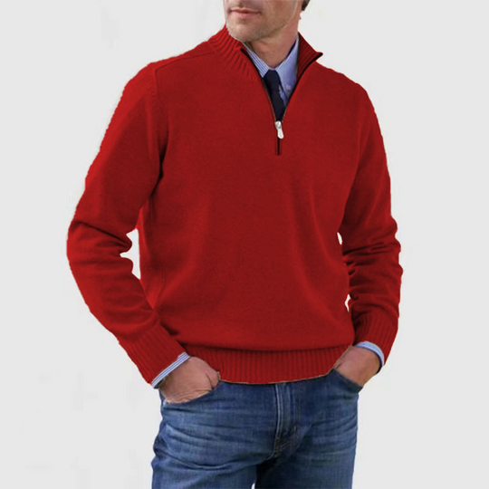 Half-Zip Sweater with Zipper Detail for Men