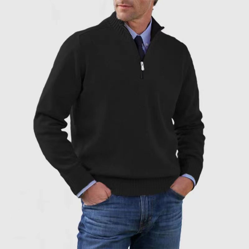 Half-Zip Sweater with Zipper Detail for Men