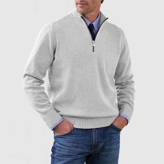 Half-Zip Sweater with Zipper Detail for Men