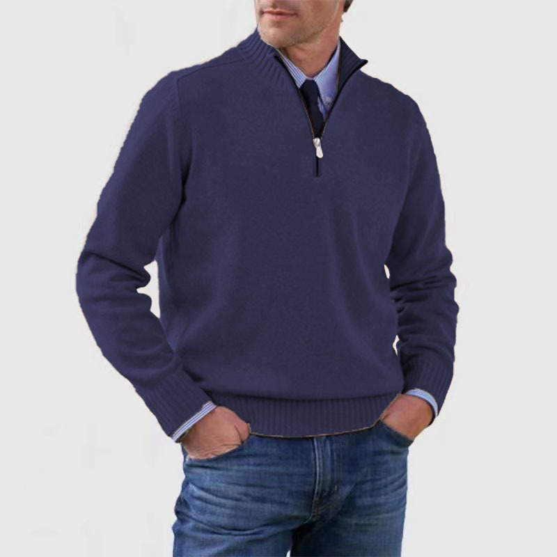 Half-Zip Sweater with Zipper Detail for Men