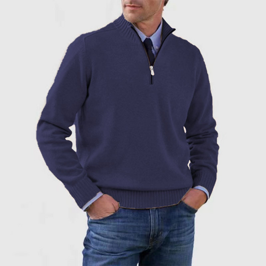 Half-Zip Sweater with Zipper Detail for Men