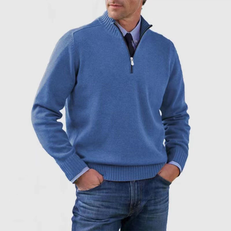 Half-Zip Sweater with Zipper Detail for Men