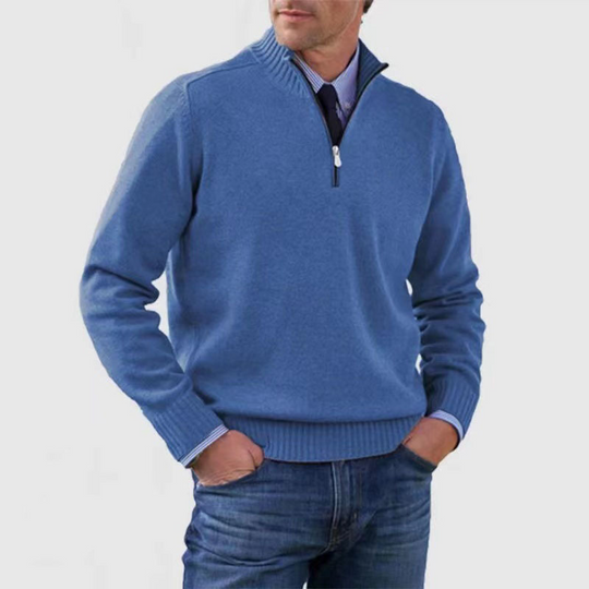 Half-Zip Sweater with Zipper Detail for Men