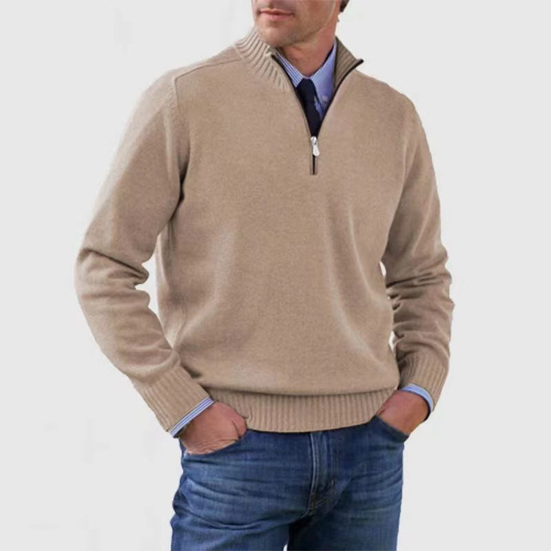 Half-Zip Sweater with Zipper Detail for Men