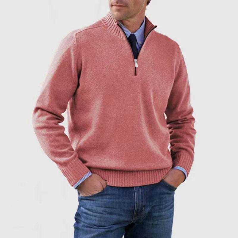 Half-Zip Sweater with Zipper Detail for Men