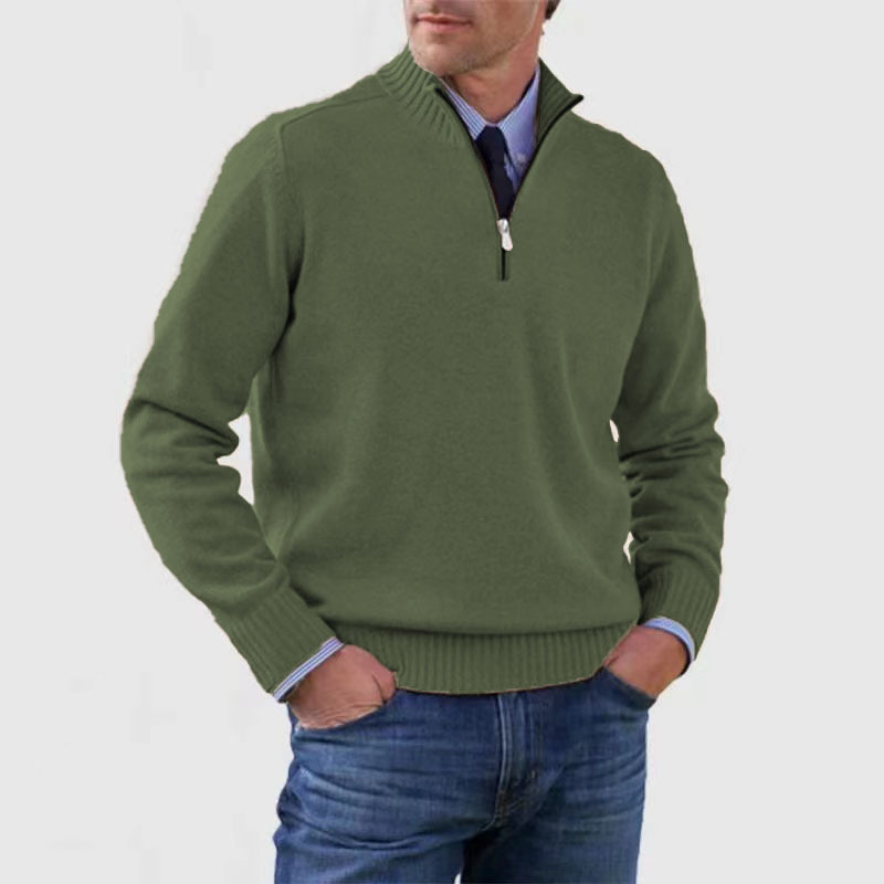 Half-Zip Sweater with Zipper Detail for Men