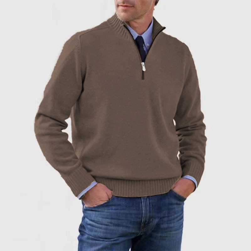 Half-Zip Sweater with Zipper Detail for Men