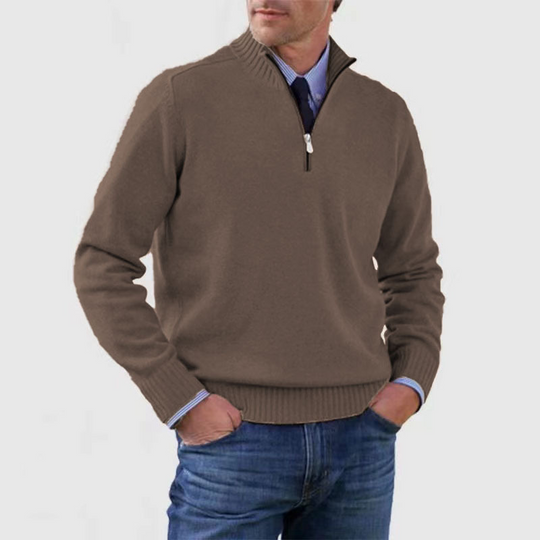 Half-Zip Sweater with Zipper Detail for Men