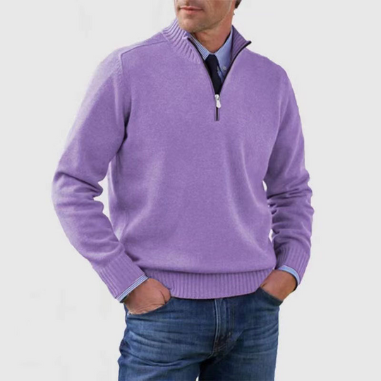 Half-Zip Sweater with Zipper Detail for Men