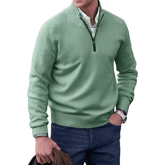 Half Zip Pullover Sweater Men - Structured Knit & Ribbed Edges