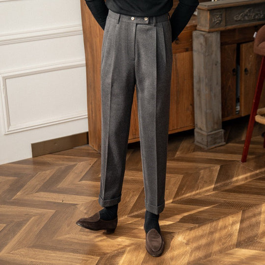Pantalon à taille haute pour homme avec motif chevrons