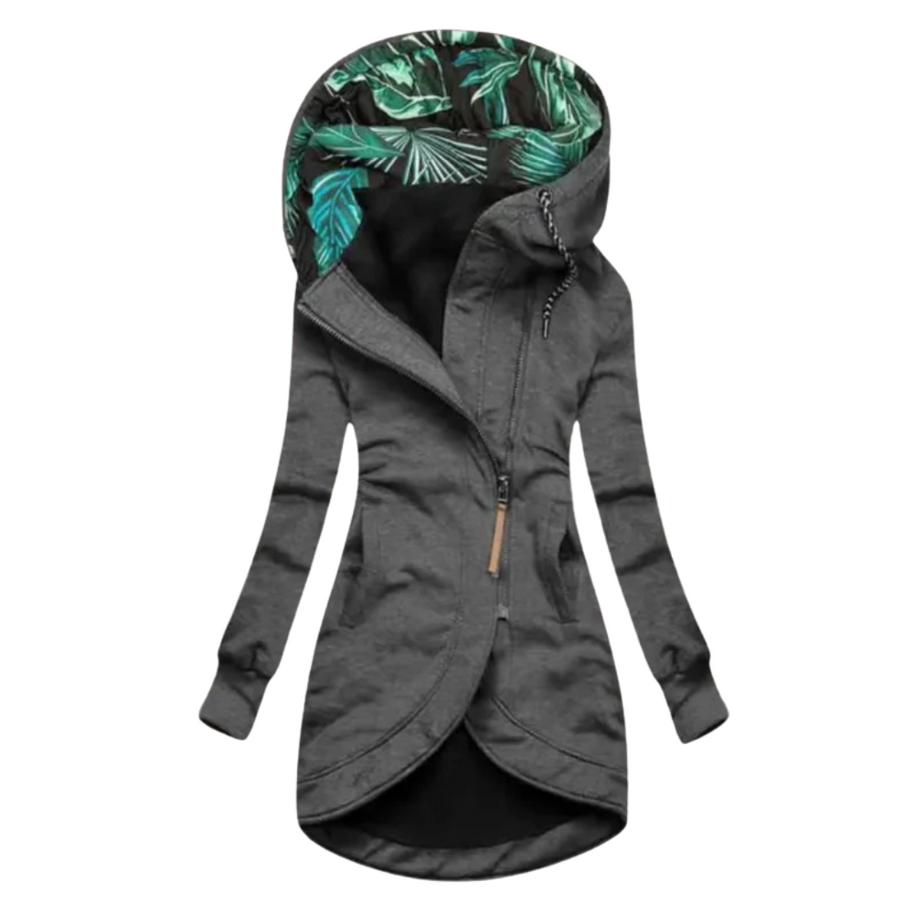 Hooded Rain Jacket with Asymmetrical Closure for Women