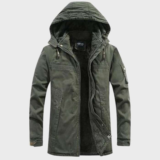 Izolovaná cargo bunda s kapucňou a vreckami pre mužov