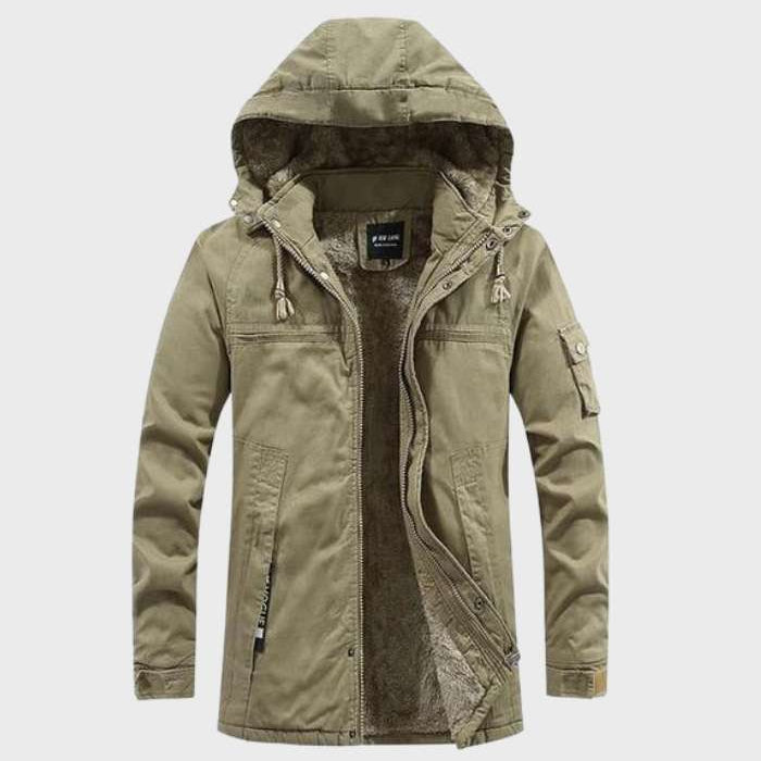 Izolovaná cargo bunda s kapucňou a vreckami pre mužov