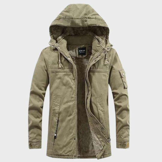 Izolovaná cargo bunda s kapucňou a vreckami pre mužov