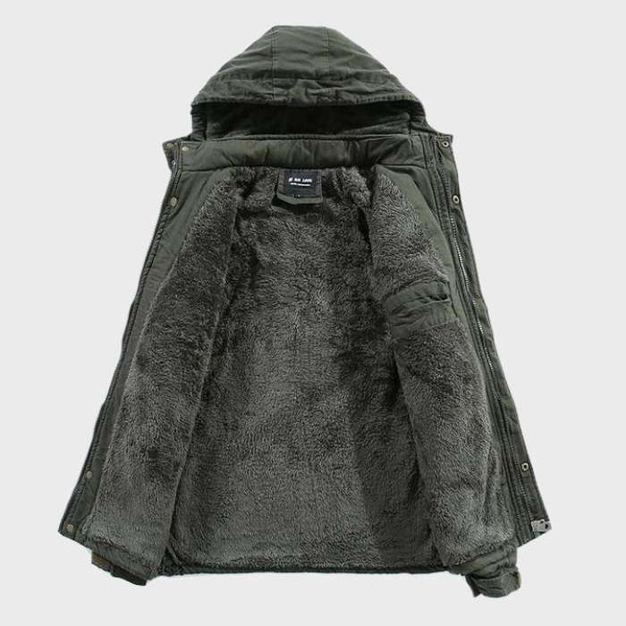 Izolovaná cargo bunda s kapucňou a vreckami pre mužov