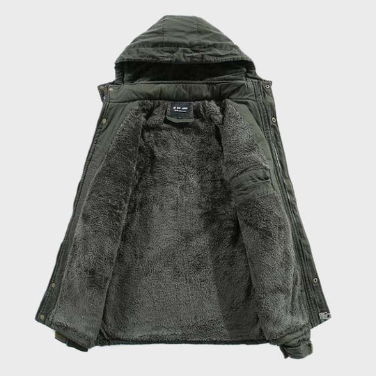 Izolovaná cargo bunda s kapucňou a vreckami pre mužov