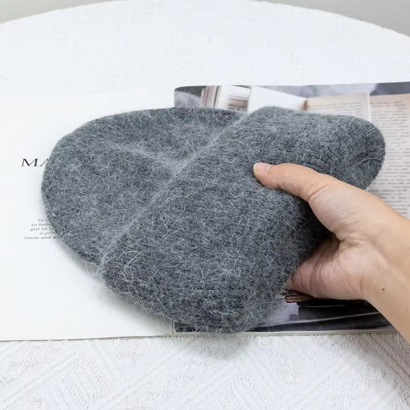 Knitted Solid Color Beanie Hat for Women