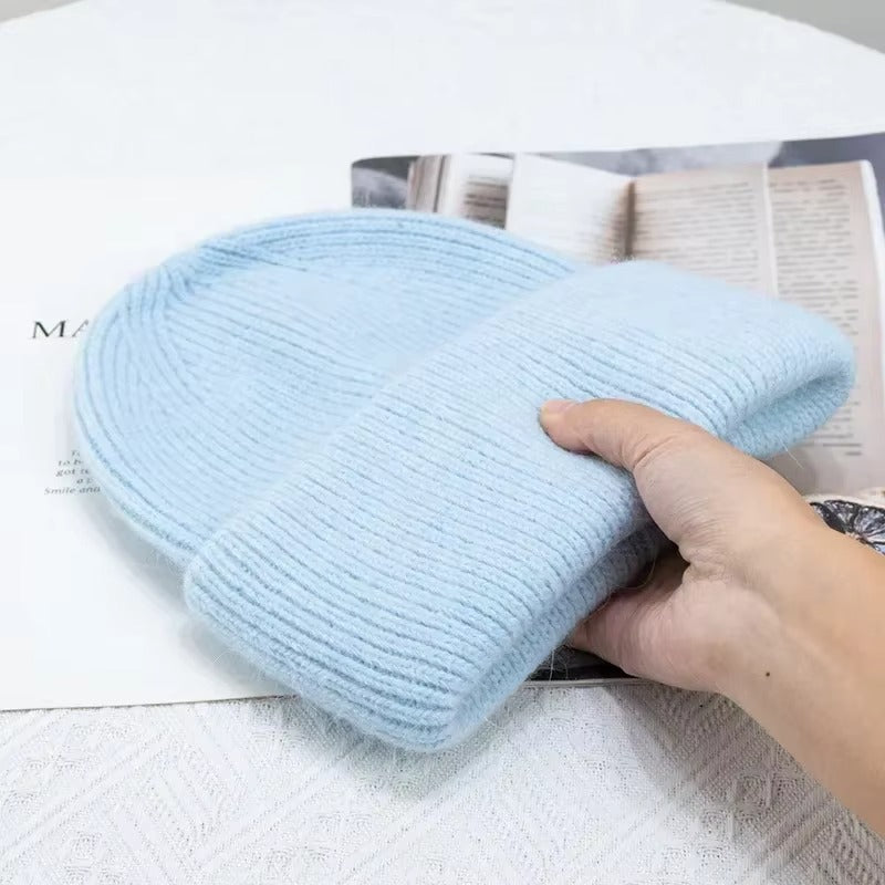 Knitted Solid Color Beanie Hat for Women
