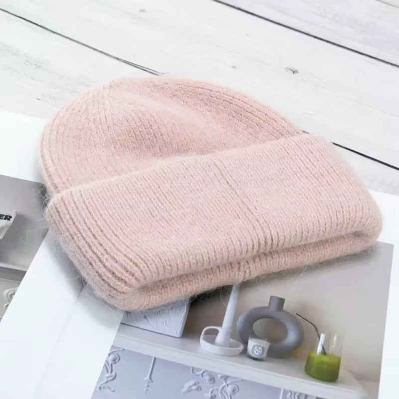 Knitted Solid Color Beanie Hat for Women