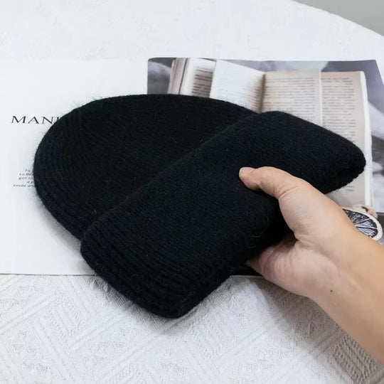 Knitted Solid Color Beanie Hat for Women