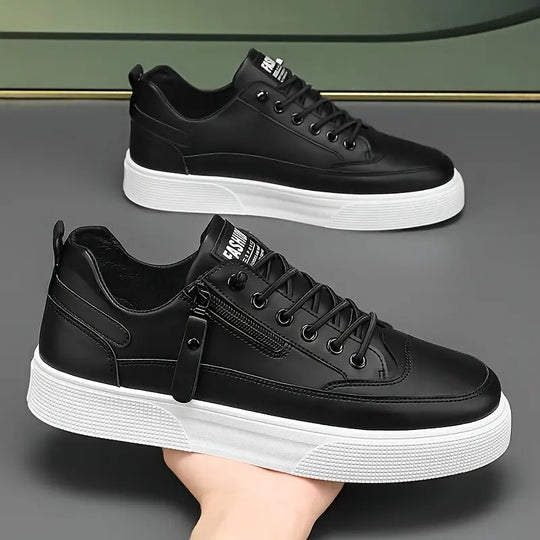 Lace-Up Low-Top Sneakers with Side Zip for Men