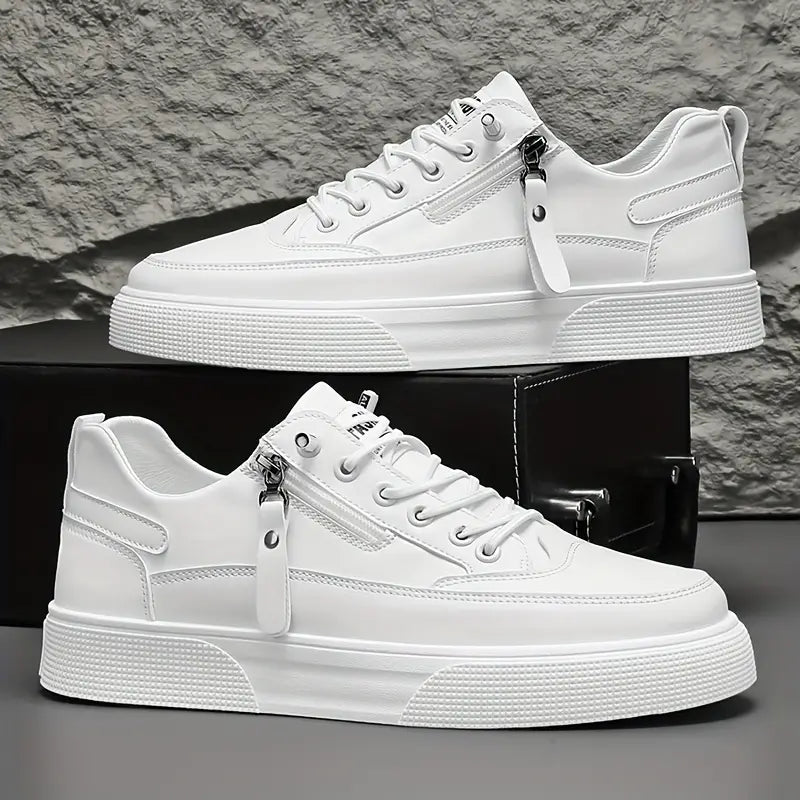 Lace-Up Low-Top Sneakers with Side Zip for Men
