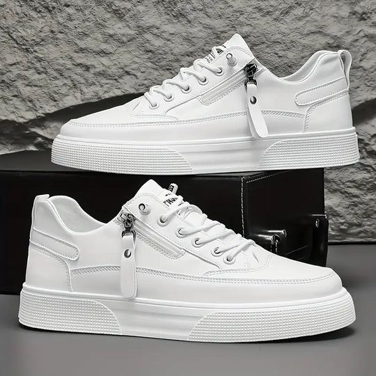 Lace-Up Low-Top Sneakers with Side Zip for Men