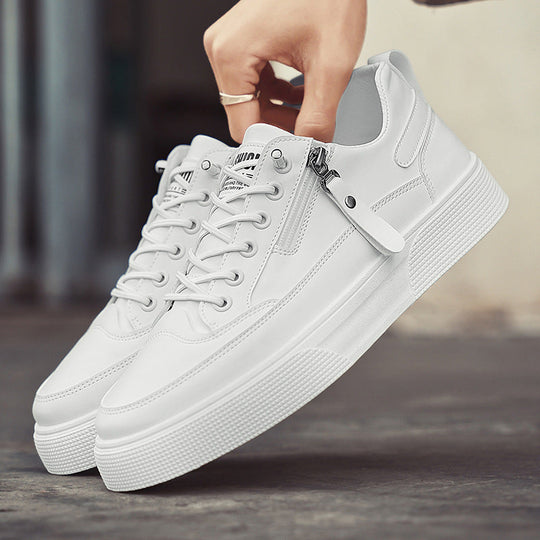 Lace-Up Low-Top Sneakers with Side Zip for Men