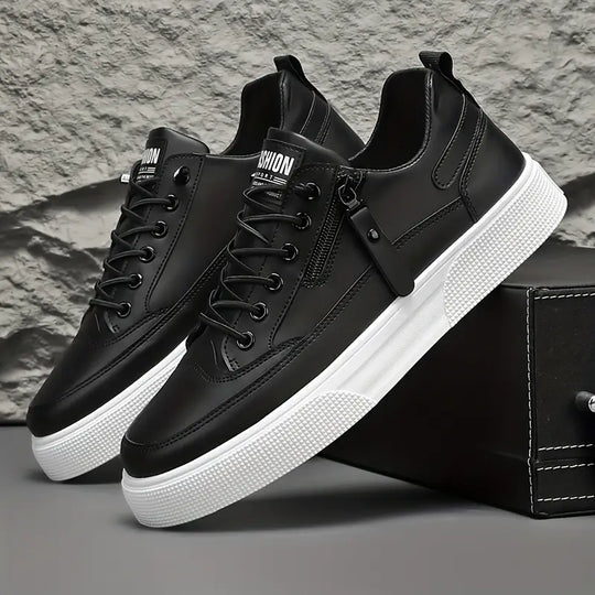 Lace-Up Low-Top Sneakers with Side Zip for Men