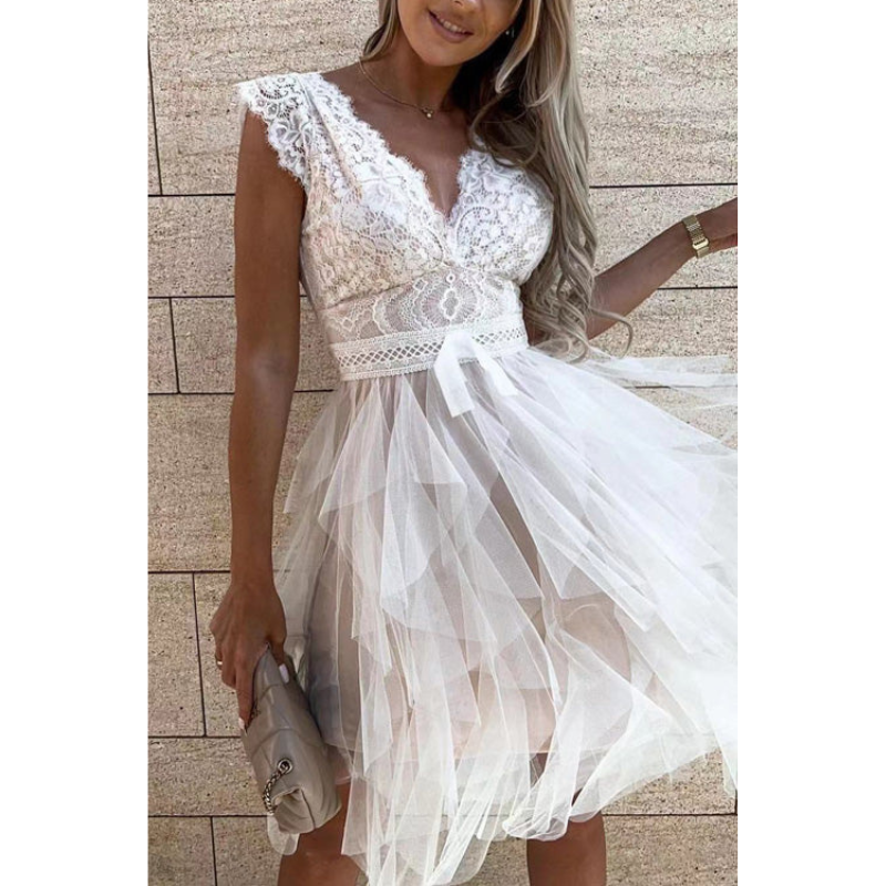 Lace Trim Sleeveless Dress for Women