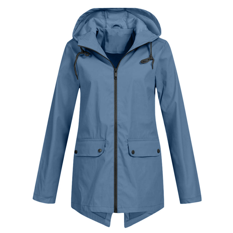 Long Hooded Raincoat for Women