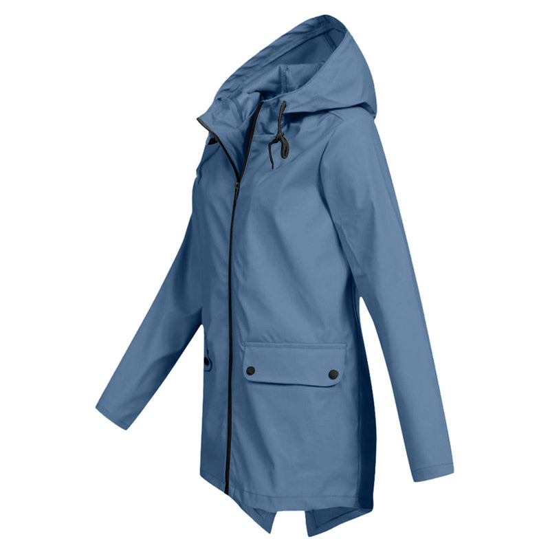 Long Hooded Raincoat for Women