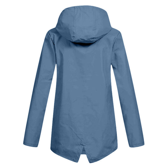 Long Hooded Raincoat for Women