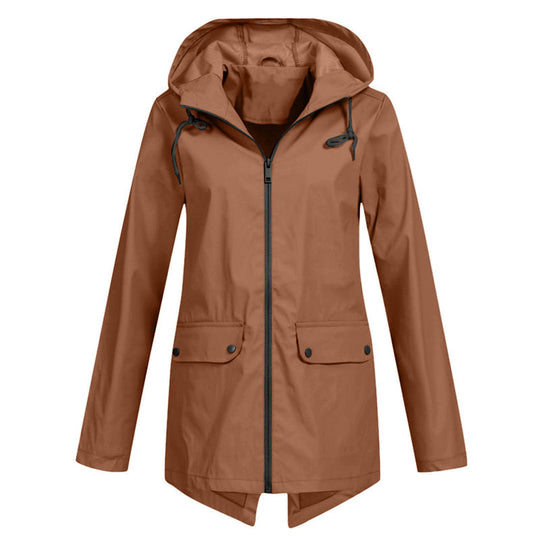 Long Hooded Raincoat for Women