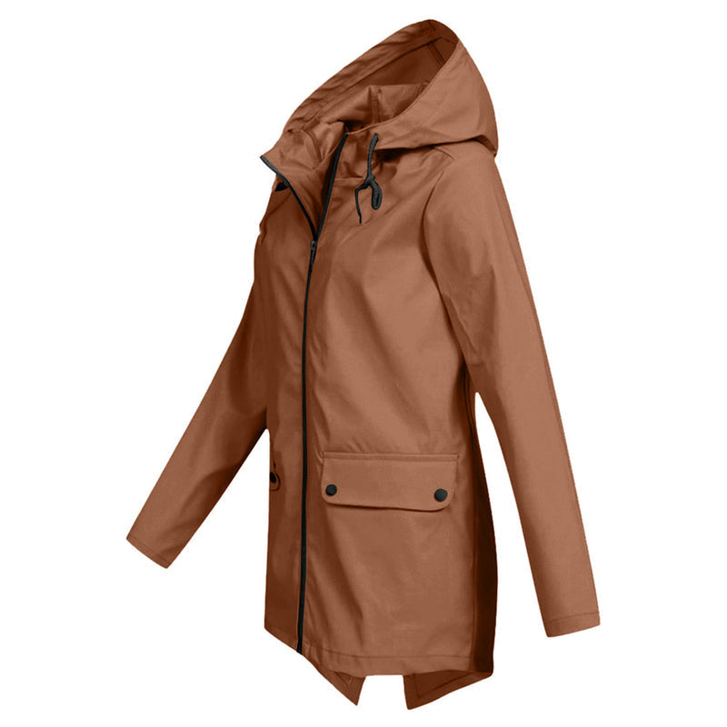 Long Hooded Raincoat for Women